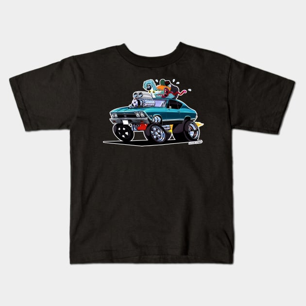 JUST IDLIN 68 Chevelle Blue Kids T-Shirt by vincecrain